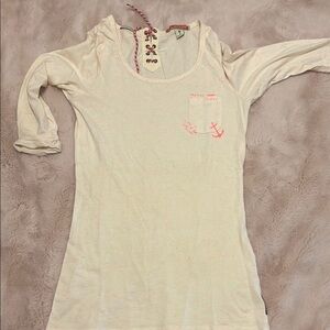 Scotch & Soda Cream Fitted 3/4 Sleeve T-Shirt